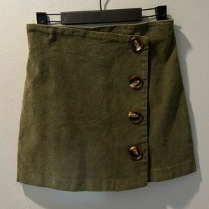 Altar’d State Women’s Small Army Green Corduroy Skirt with Buttons